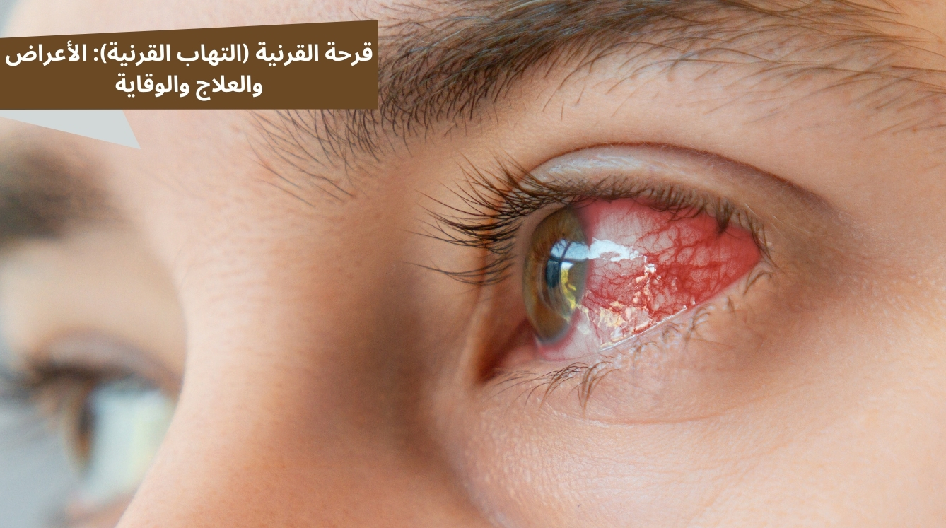 صورة توضح قرحة القرنية (التهاب القرنية)